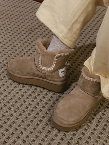 Leather Wool-Lined Winter Boots [, Camel, Khaki] - MAC MOC - Modalova