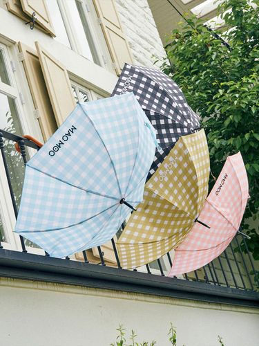 Sal-Lang Long Check Pattern Umbrella [Black/Green/Pink/Sky] - MAC MOC - Modalova