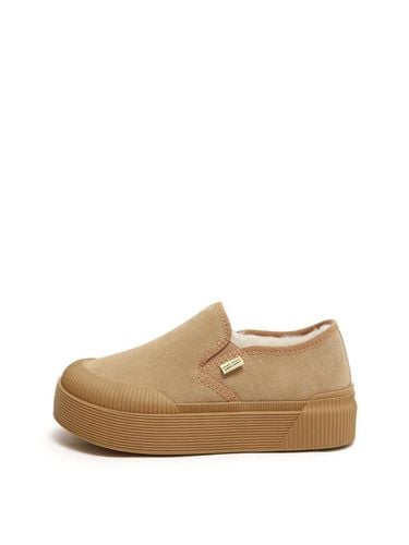 Leather Fur-Lined Round-Shaped Winter Sneakers [/Camel/Taupe] - MAC MOC - Modalova