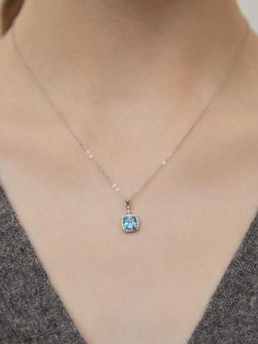 Sterling CZ Pendant Necklace [Blue] (NZ2454) - TATIANA - Modalova