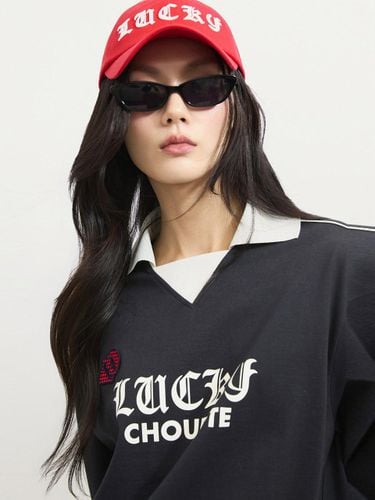 Point Collar Contrast Detail Long-sleeve T-shirt [Dark ] (LFTAS25140NYD) - LUCKY CHOUETTE - Modalova