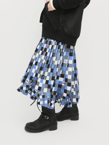 Checkered Printed Maxi Asymmetrical Slip Dress [] (LFDAS25100BUX) - LUCKY CHOUETTE - Modalova