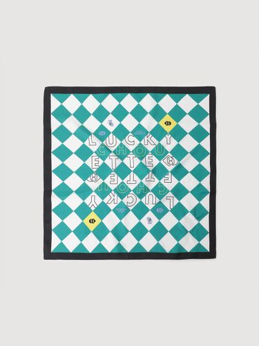 Square Silk Checked Pattern Scarf [] (LXAJM25100GRX) - LUCKY CHOUETTE - Modalova