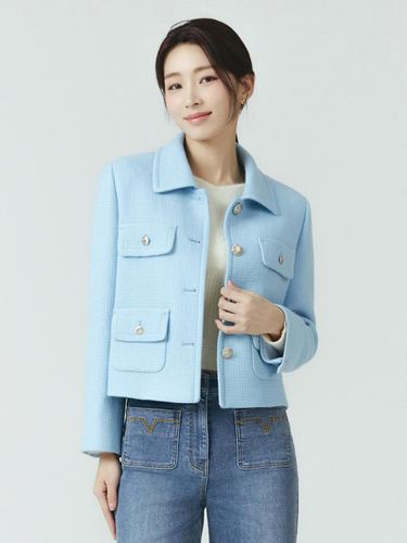 Button-Up Stand Collar Tweed Wool Jacket_ITO1WJK750 (3COLOR) - IT MICHAA - Modalova