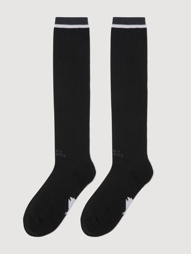 Lettering Point Cotton Blend Knee Socks [] (LXLAM25130BKX) - LUCKY CHOUETTE - Modalova