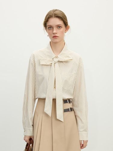 Ribbon Striped Detachable Cotton Blend Shirt - We’Dee - Modalova