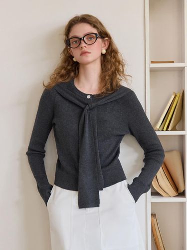 Shawl Integrated Premium Knit Top [Gray] - We’Dee - Modalova