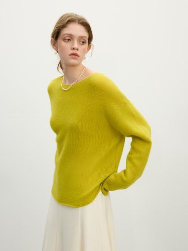 Loose Boat Neck Wool Knit Top [Yellow] - We’Dee - Modalova