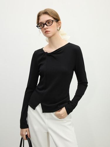 Knot Long Sleeve Layered Top [Black] - We’Dee - Modalova