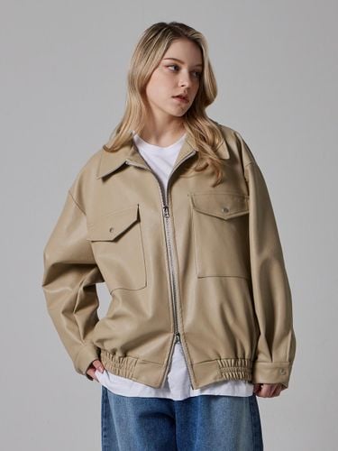 Vegan Leather Oversized Two-Pocket Blouson Jacket [] - BSMT - Modalova