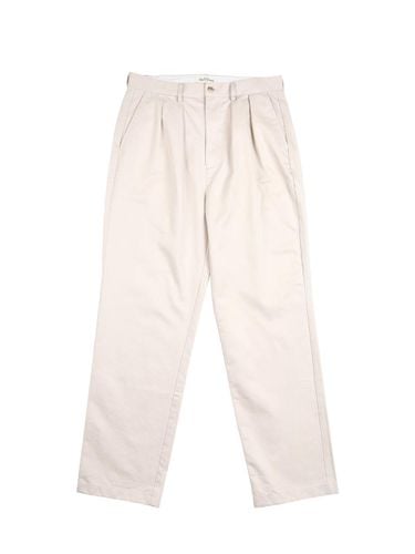 Pleated Cotton Straight Leg Chino Pants [Beige] - SENTIBONES - Modalova