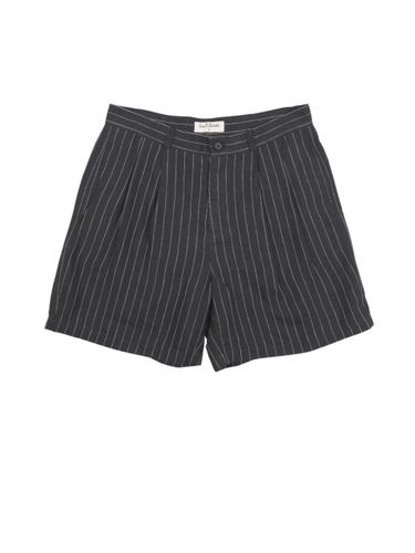 Linen Striped Double-Pleat Shorts [Black] - SENTIBONES - Modalova