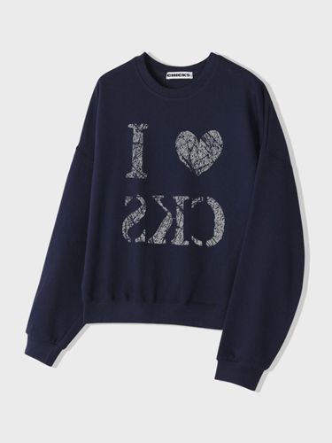 Semi-Balloon Fit Cotton Blend Sweatshirt [Navy] - chicks - Modalova