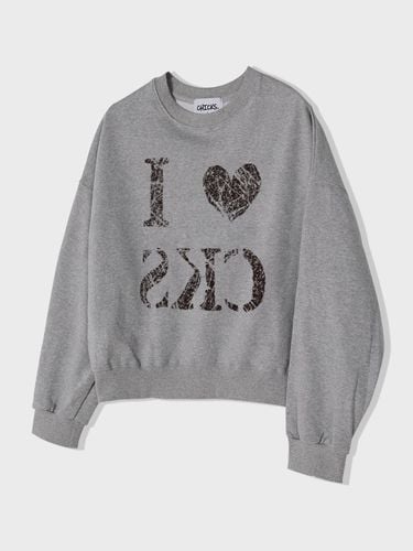 Melange Semi-Balloon Graphic Sweatshirt - chicks - Modalova