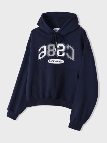 Backwards Semi-Balloon Fit Hoodie T-shirt [Navy] - chicks - Modalova