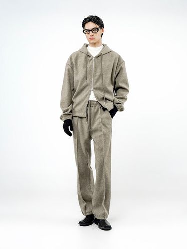 Ribbed Knit String Adjustable Pants [Khaki] (M244PT04KA) - Chance’s noi - Modalova