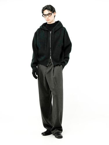 Hooded Zip-up Premium Loose Fit Sweater [Black] (M244TP05BK) - Chance’s noi - Modalova