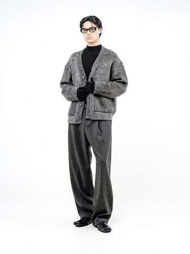 Brush Oversized Loose Heavyweight Cardigan [Charcoal] (M244TP08CH) - Chance’s noi - Modalova