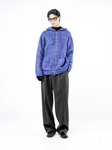 Brush Heavy Weight Hooded Zip-up Sweater [Blue] (M244TP09BL) - Chance’s noi - Modalova