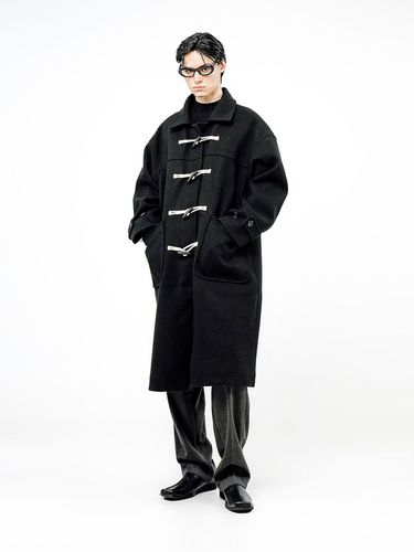 Oversized Wool Blend Snap Button Coat [Black] (W244OT01BK-M) - Chance’s noi - Modalova