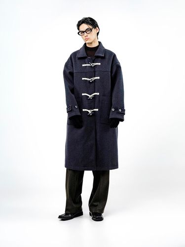 Oversized Wool Blend Snap Button Coat [Navy] (W244OT01NY-M) - Chance’s noi - Modalova