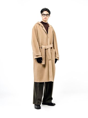 Oversized Hooded Wool Robe Coat [Beige] (W244OT03BE-M) - Chance’s noi - Modalova