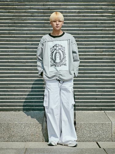 Printed Shirring Cotton Oversized Sweatshirt - Kwak Hyun Joo Collection - Modalova