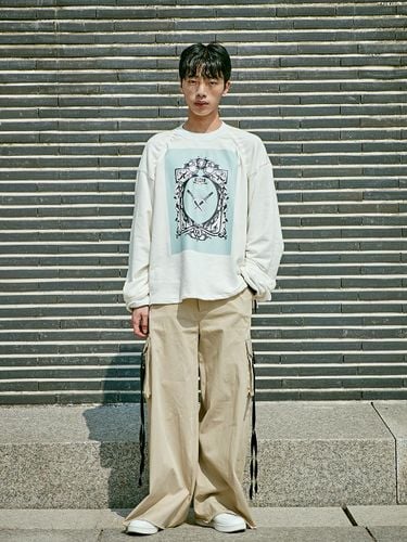 Shirring Dagger Print Oversized Sweatshirt - Kwak Hyun Joo Collection - Modalova