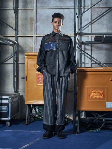 Stripe Double Pleated String Jogger Pants - Kwak Hyun Joo Collection - Modalova
