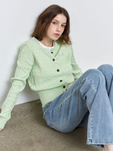 Signature Superfine Wool Cable Standard Fit Cardigan [GREEN] (WBD3L04505) - GENERAL IDEA - Modalova