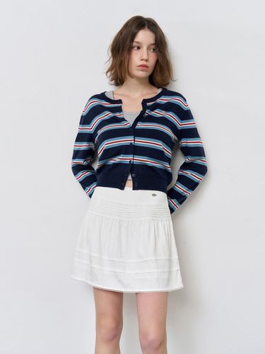 Multi-stripe Tencel Wool Crew Neck Cardigan [NAVY] (WBE1L04504) - GENERAL IDEA - Modalova