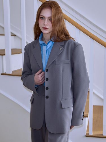 Four Button Overfit Tencel Blend Jacket [Gray] - Rosefrantz - Modalova