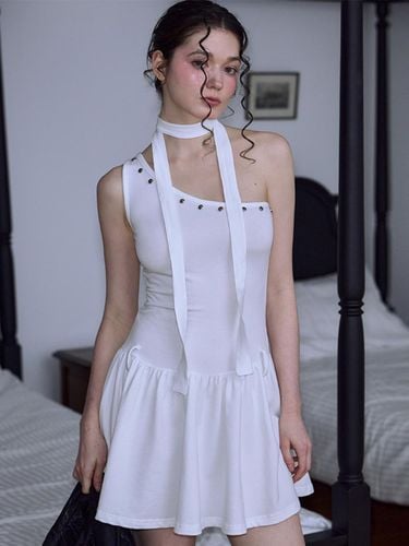 Studded Asymmetrical Mini Dress [Ivory] - Rosefrantz - Modalova