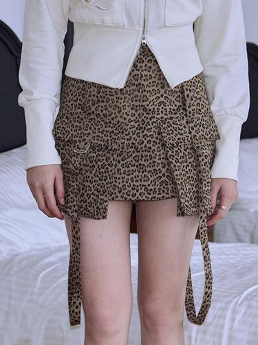 High Waist Pocket Leopard Mini Skirt [BROWN] - Rosefrantz - Modalova