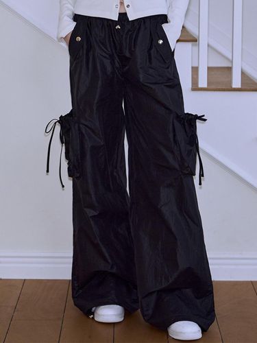 Two-way String Elastic Wide Pants [Black] - Rosefrantz - Modalova