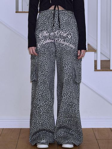 Leopard High-Waist Wide Pants [Gray] - Rosefrantz - Modalova