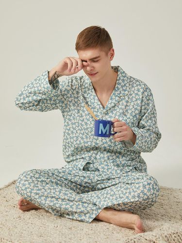 Cotton Gabardine Three-Leaf Clover Pattern Pajamas [WHITE] - SLEEPYCAT - Modalova