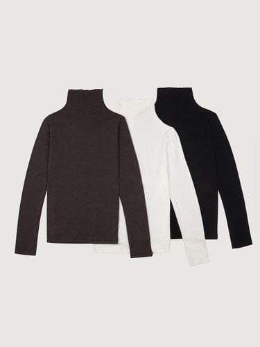 Classic Relaxed Fit Wool Blend Turtleneck Top - dankedir - Modalova