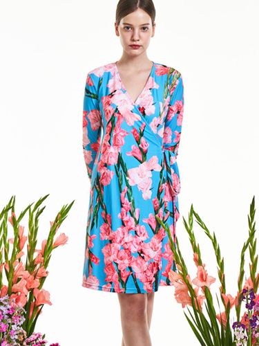 Hand-drawn Watercolor Gladiolus Wrap Floral Dress [] - Chae Look - Modalova