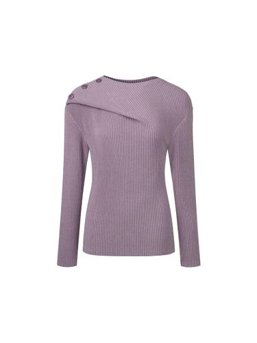 Button Shoulder Long Sleeve Pleated Top [] - MONPLISSE - Modalova