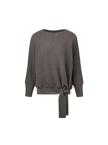 Front Tie Horizontal Pleated Drop Shoulder Top [Gray] - MONPLISSE - Modalova