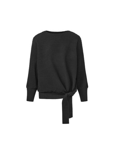 Front Tie Horizontal Pleated Drop Shoulder Top [] - MONPLISSE - Modalova