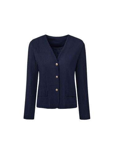 Collarless Pleated Gold Button Jacket [] - MONPLISSE - Modalova