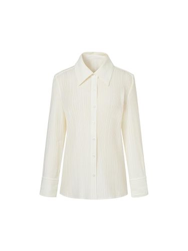 Boyfriend Fit Pleated Polyester Shirt [beige] - MONPLISSE - Modalova