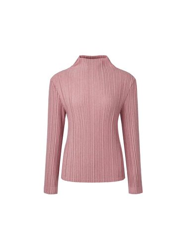 Cuffed Button Half-Neck Pleated Top [] - MONPLISSE - Modalova