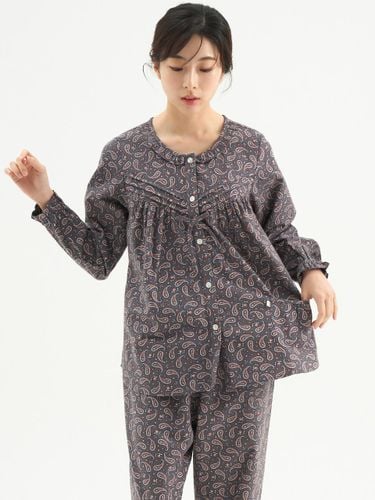 Paisley Long Sleeve Flannel Cotton Plus Size Pajama Set - MAY FLOWER - Modalova