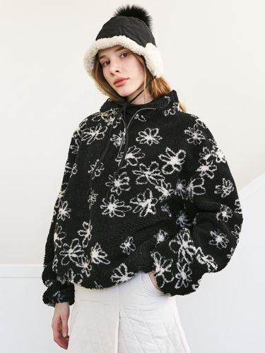 High-neck Half-zip Floral Pattern Loose Sweatshirt (JFWTS059G) - JUARR - Modalova