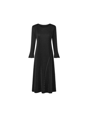 Stitch Denim Knit Sleeve Pleated Dress [] - MONPLISSE - Modalova