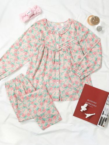 Long Sleeve Pure Cotton Plus Size Pajama Set [WHITE] - MAY FLOWER - Modalova