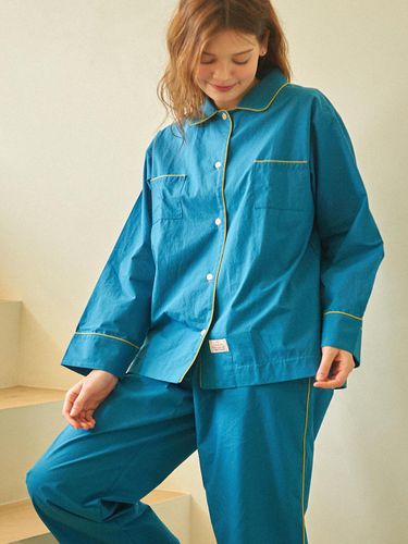 Korean High-Density Cotton Loungewear Shirt [Blue] - DAL PARTY - Modalova